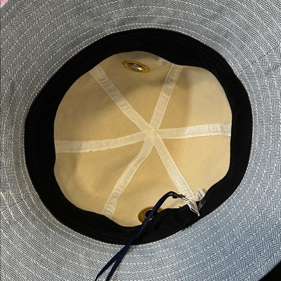 CLARE V Light Denim Bucket Hat XS Small Light Blue Herringbone Grommet Women NEW main image 8